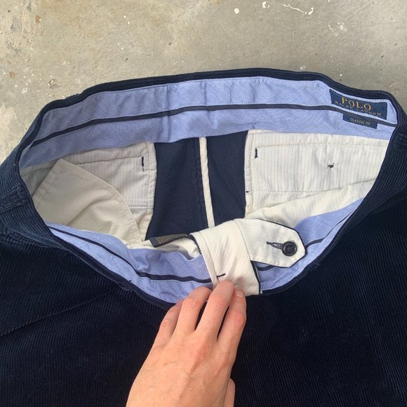 Mens Navy Ralph Lauren Corduroy Chinos Trouser Dress Pants Ralph Lauren Polo Men - Picture 2 of 4